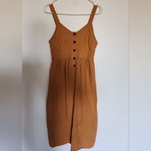 Autumn Orange Linen Midi Dress Size Medium
